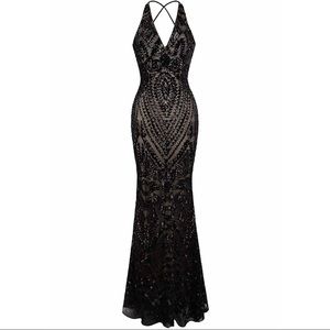 Black sequin evening gown